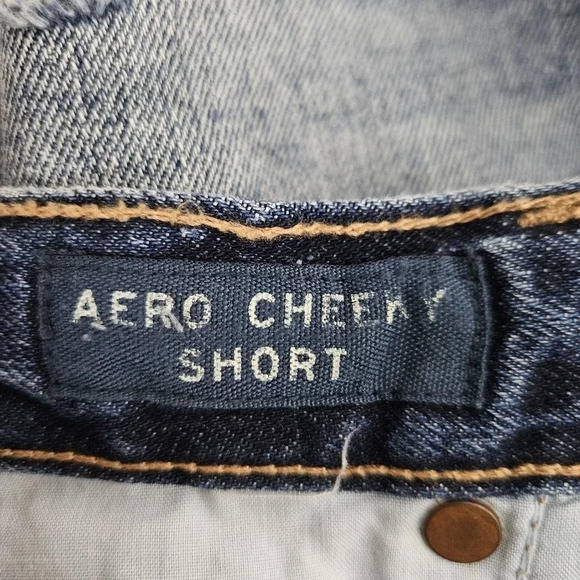 Hand Embroidered Aeropostale Cheeky Denim Shorts Distressed Lace Boho Floral - Picture 7 of 8